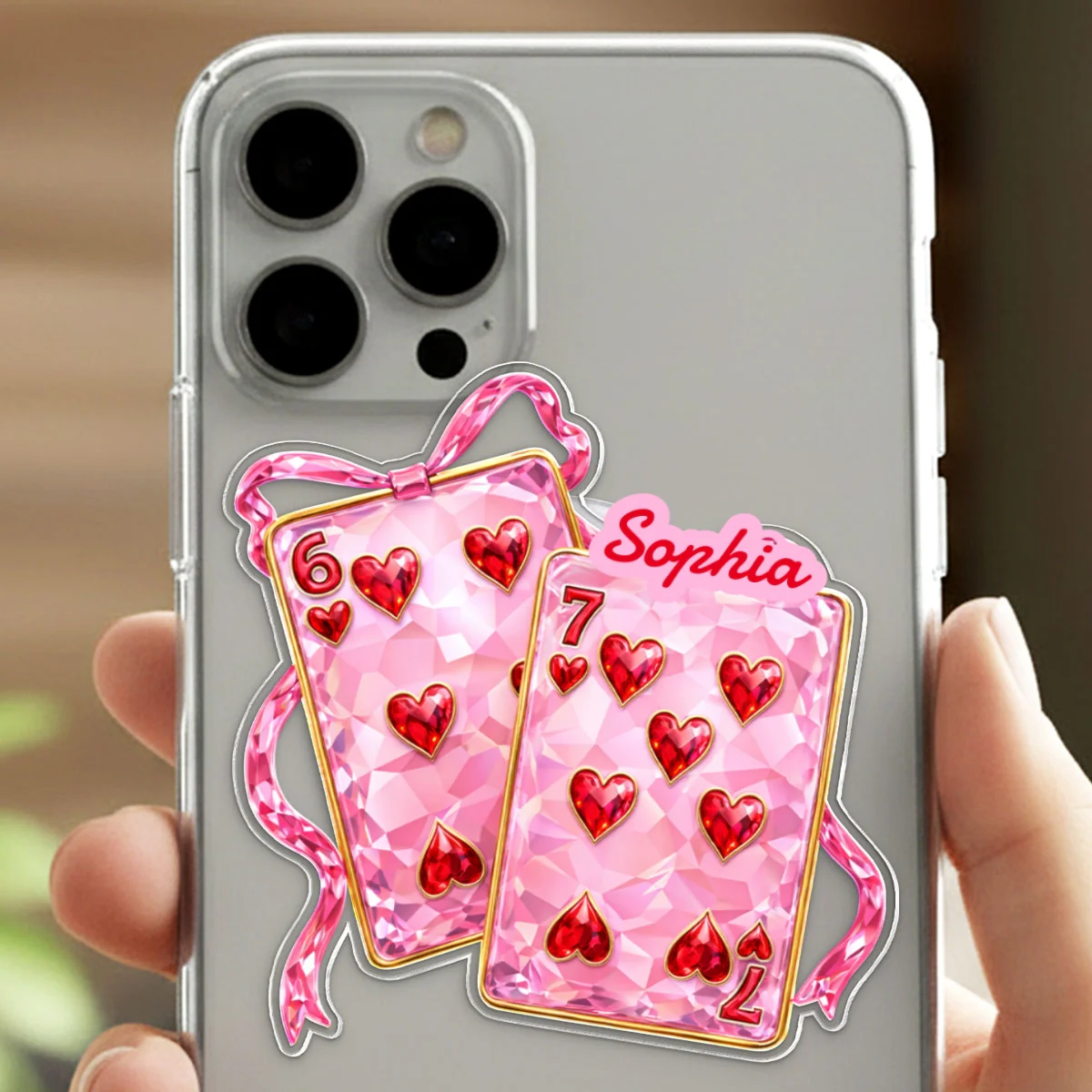 Playing Cards Valentine 6 7 Coquette - Personalized Acrylic Magnetic Phone Grip - Gift for Myself - Image 16