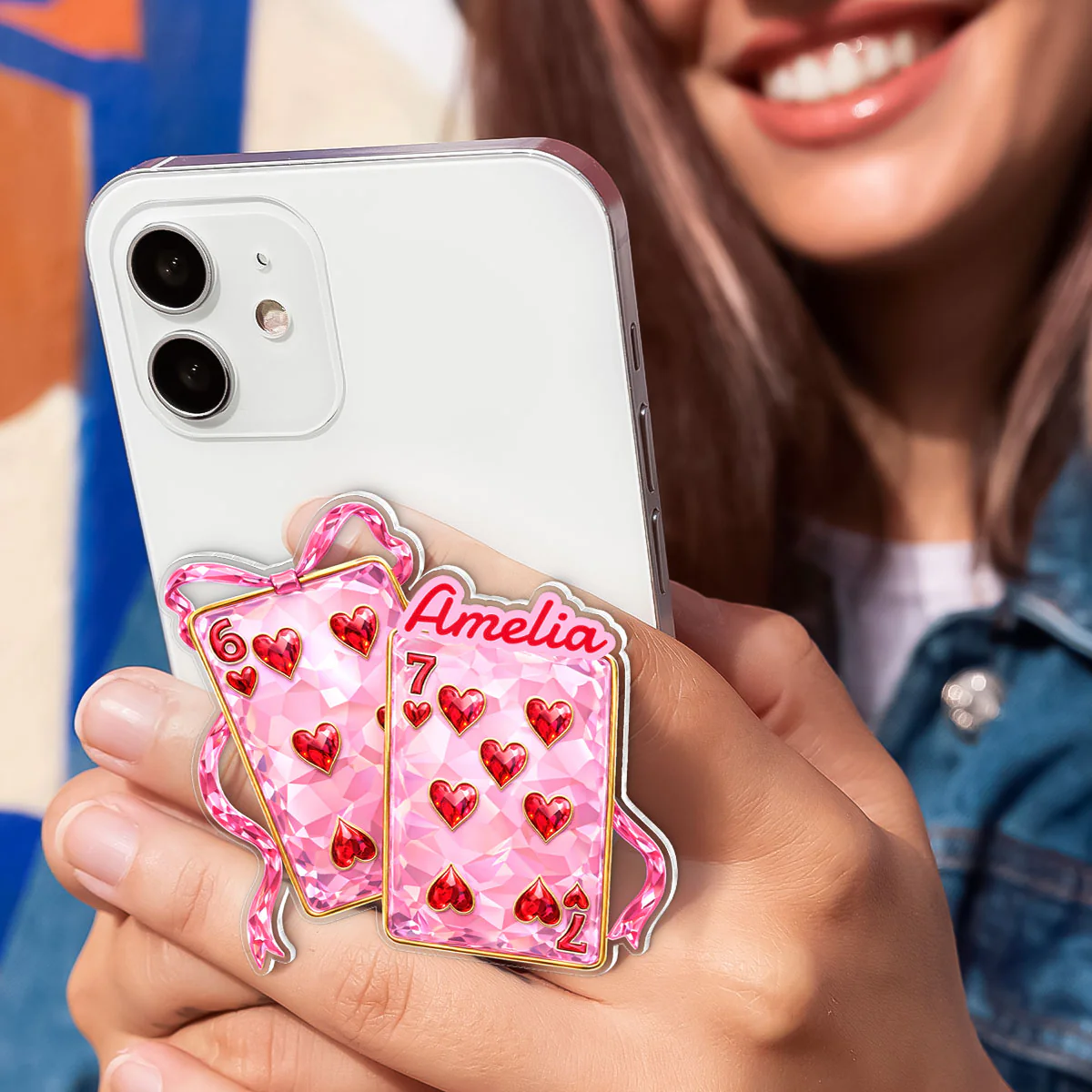 Playing Cards Valentine 6 7 Coquette - Personalized Acrylic Magnetic Phone Grip - Gift for Myself - Image 9