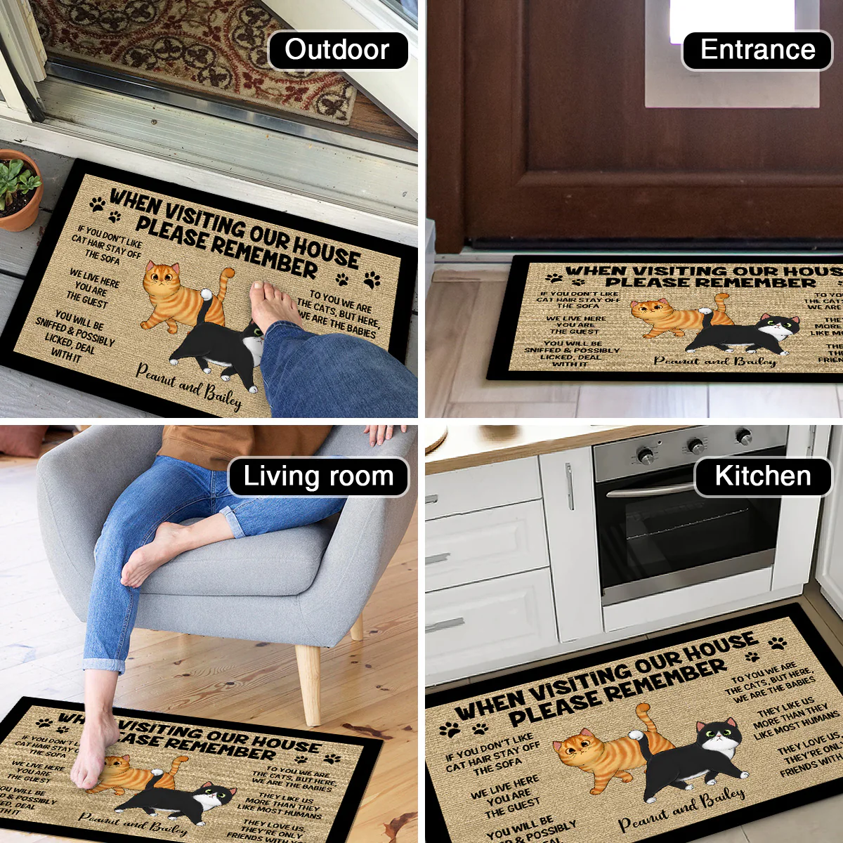 Please Remember When Visiting Cats House Home Decor Gift For Cat Lover Personalized Doormat - Image 5