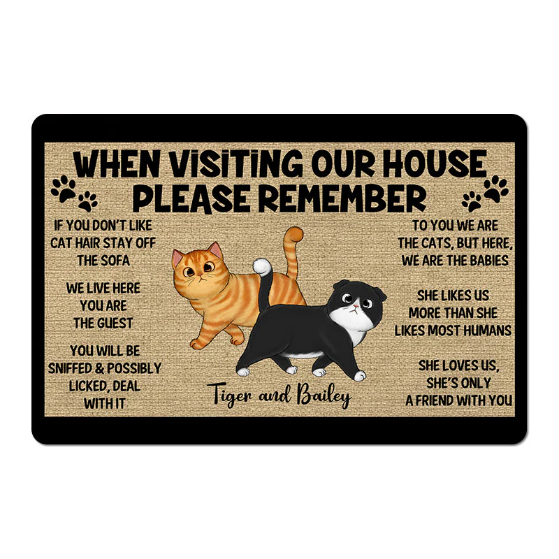 Please Remember When Visiting Cats House One Person Personalized Doormat - Image 2