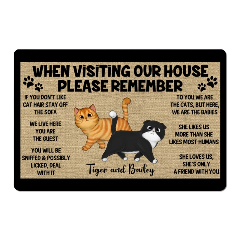 Please Remember When Visiting Cats House One Person Personalized Doormat - Image 4
