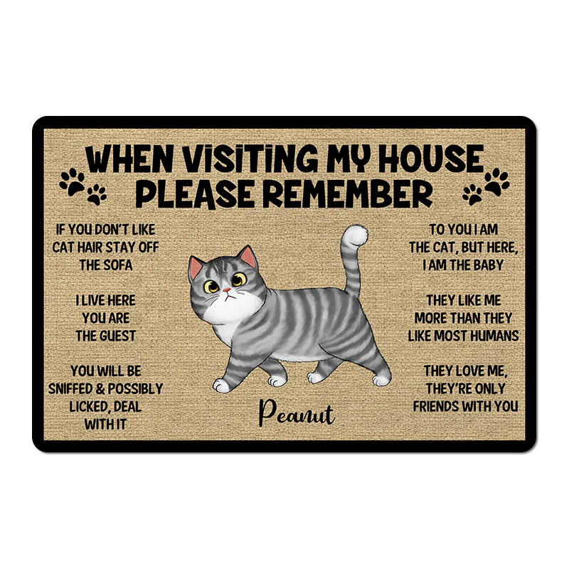 Please Remember When Visiting Cats House Personalized Doormat - Image 2