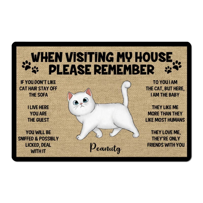 Please Remember When Visiting Cats House Personalized Doormat - Image 4