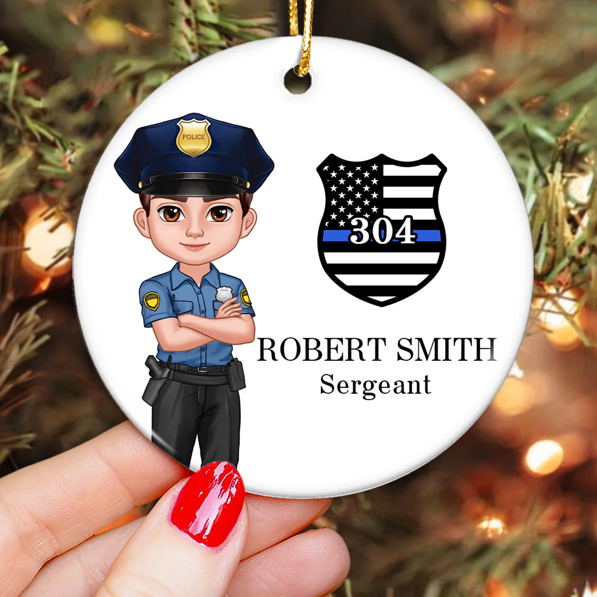 Police Christmas Personalized Ceramic Ornament, Office Decor, Appreciation Gift, Christmas Gift For Law Enforcement - Image 3