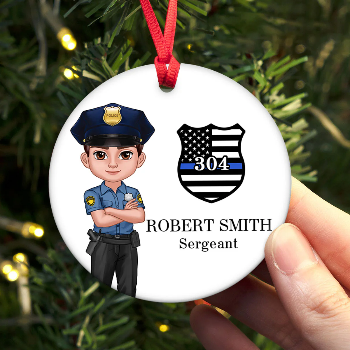 Police Christmas Personalized Ceramic Ornament, Office Decor, Appreciation Gift, Christmas Gift For Law Enforcement - Image 4