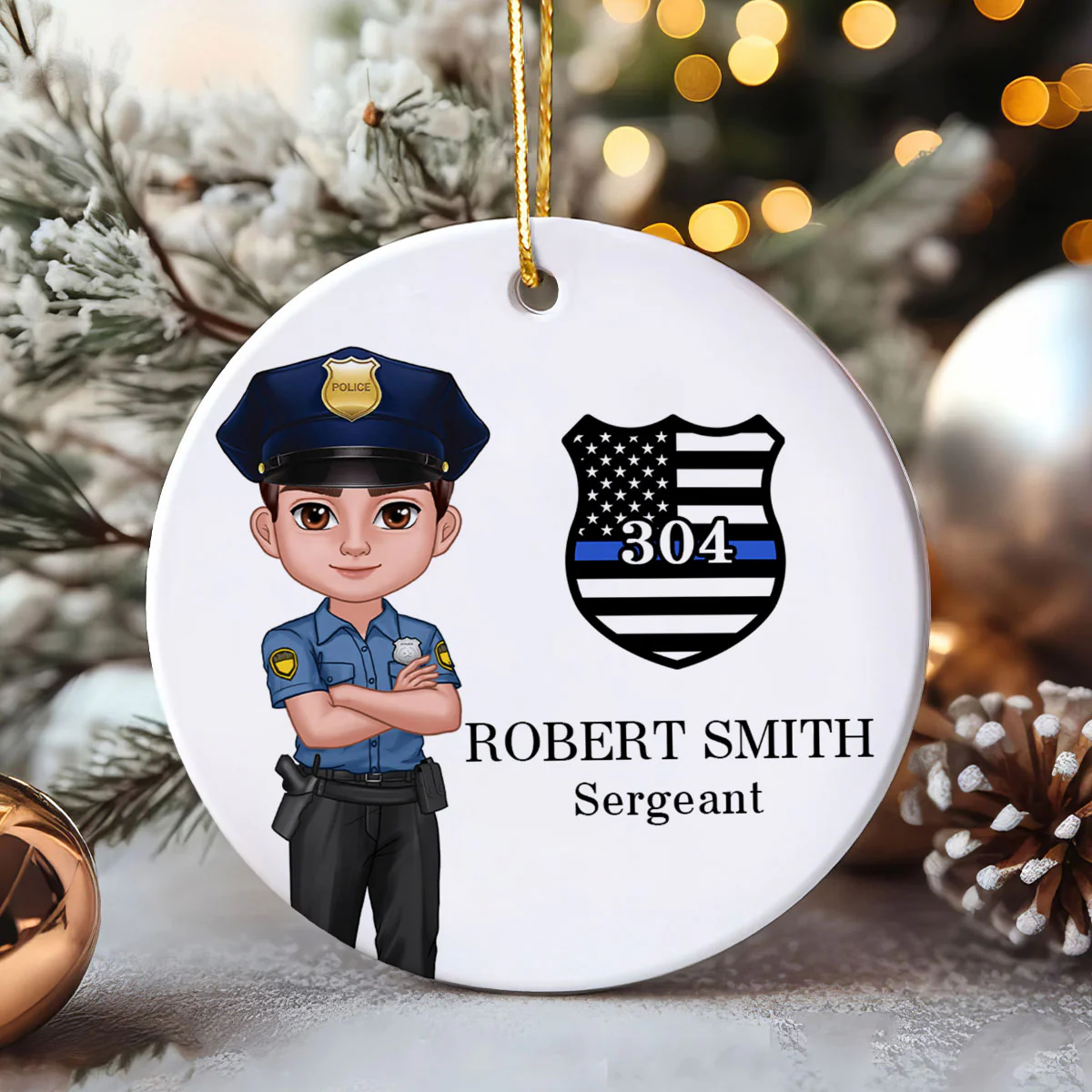 Police Christmas Personalized Ceramic Ornament, Office Decor, Appreciation Gift, Christmas Gift For Law Enforcement - Image 5