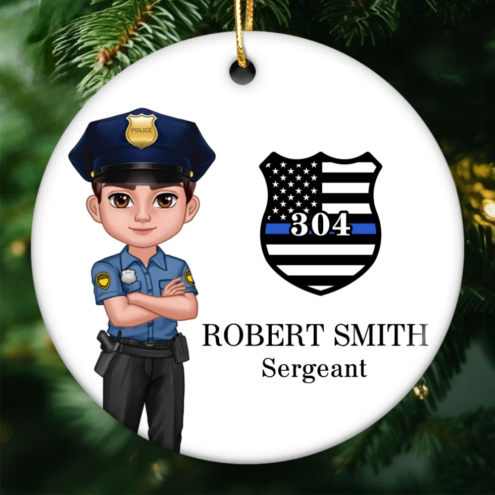 Police Christmas Personalized Ceramic Ornament, Office Decor, Appreciation Gift, Christmas Gift For Law Enforcement - Image 8