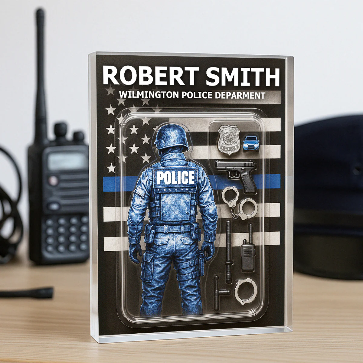 Police Custom Figure Personalized Acrylic Block Plaque, Gift for him - Image 2