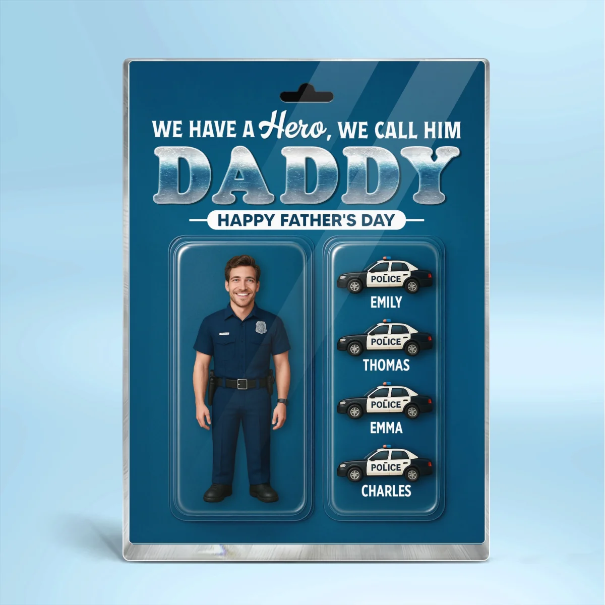 Police Dad Hero Custom Figure 3D Effect Personalized Rectangle Acrylic Block Plaque, Gift For Dad - Image 13