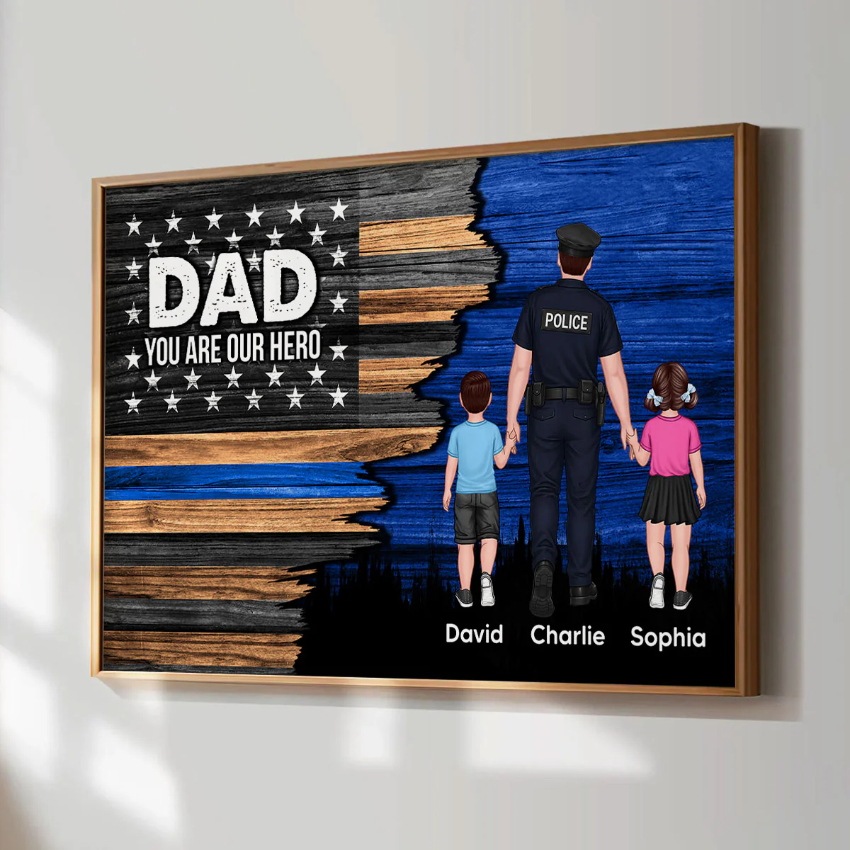 Police Sheriff Deputy Half Thin Blue Line Flag Dad Grandpa - Personalized Poster - Father's Day Gift For Dad, Grandpa - Image 5