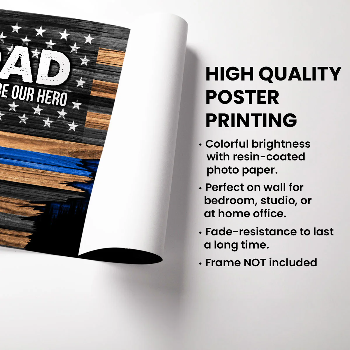 Police Sheriff Deputy Half Thin Blue Line Flag Dad Grandpa - Personalized Poster - Father's Day Gift For Dad, Grandpa - Image 8