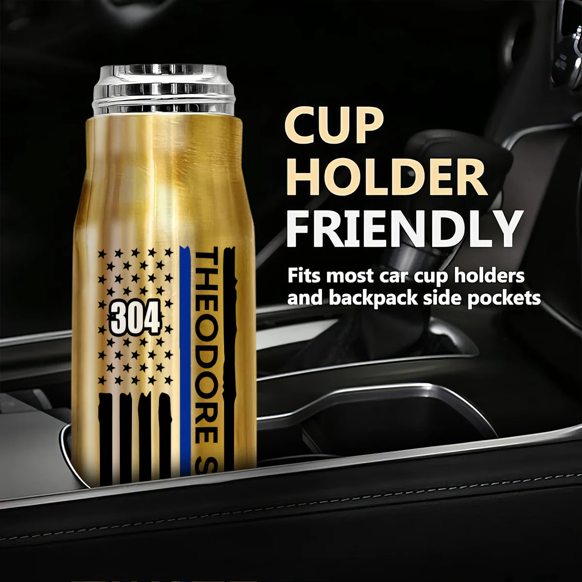 Police Thin Blue Line Personalized Bullet Tumbler, Appreciation Gift, Christmas Gift - Image 7