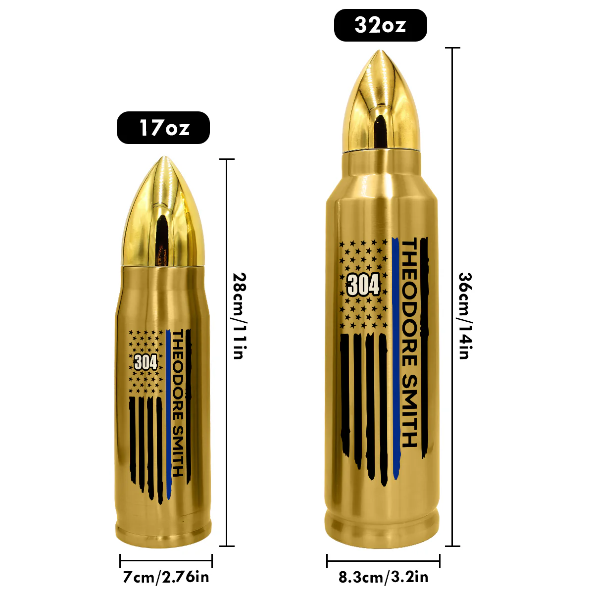 Police Thin Blue Line Personalized Bullet Tumbler, Appreciation Gift, Christmas Gift - Image 8