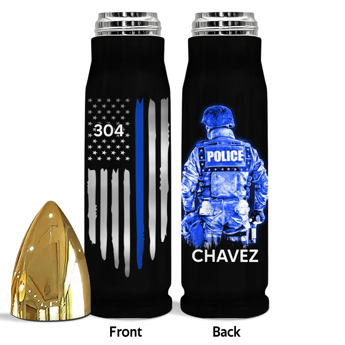 Police Thin Blue Line Personalized Bullet Tumbler, Appreciation Gift, Christmas Gift For Police Department, Police Officers - Image 10