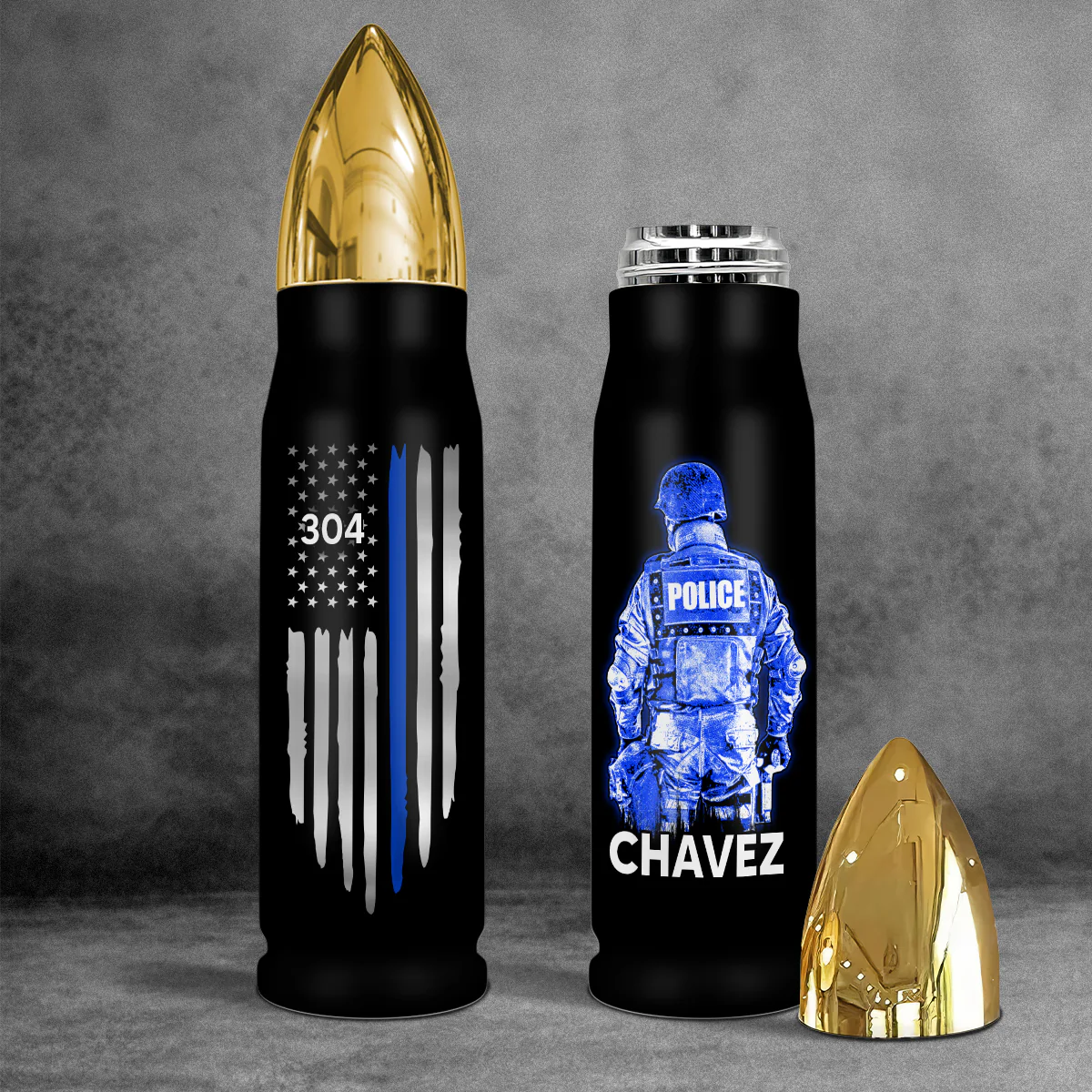 Police Thin Blue Line Personalized Bullet Tumbler, Appreciation Gift, Christmas Gift For Police Department, Police Officers - Image 3