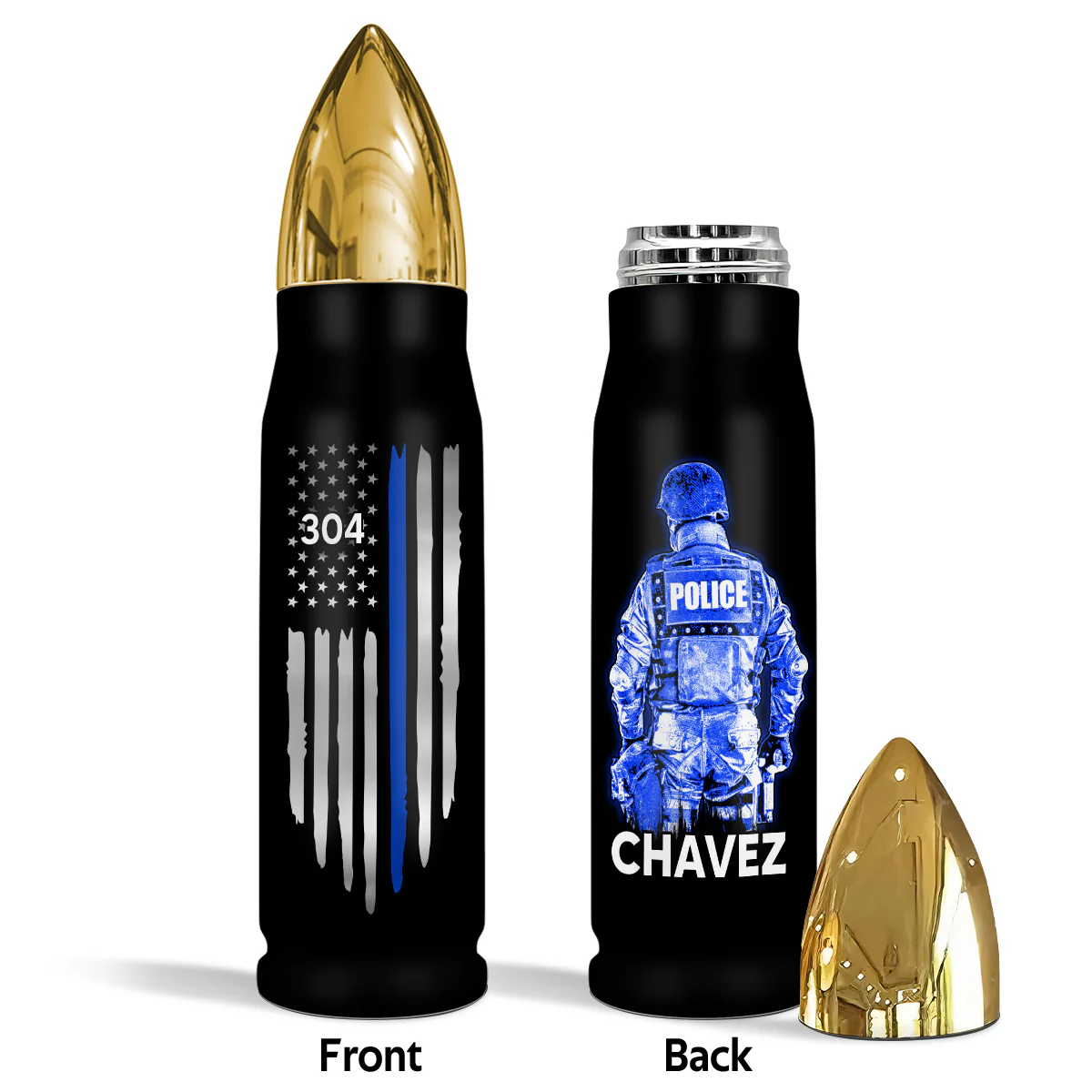 Police Thin Blue Line Personalized Bullet Tumbler, Appreciation Gift, Christmas Gift For Police Department, Police Officers - Image 4