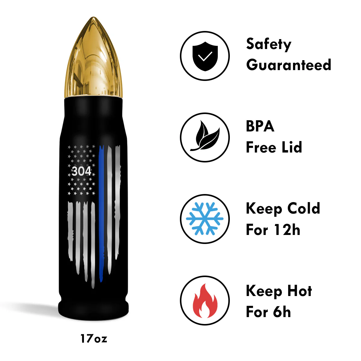 Police Thin Blue Line Personalized Bullet Tumbler, Appreciation Gift, Christmas Gift For Police Department, Police Officers - Image 6