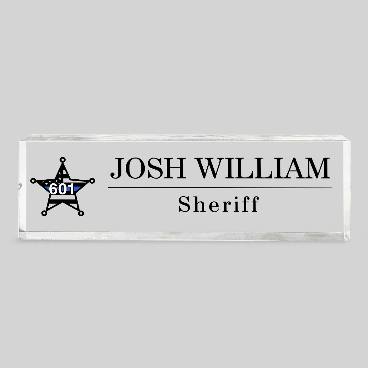 Police Thin Blue Line Personalized Personalized Acrylic Desk Name Plate, Office Decor, Appreciation Gift - Image 2