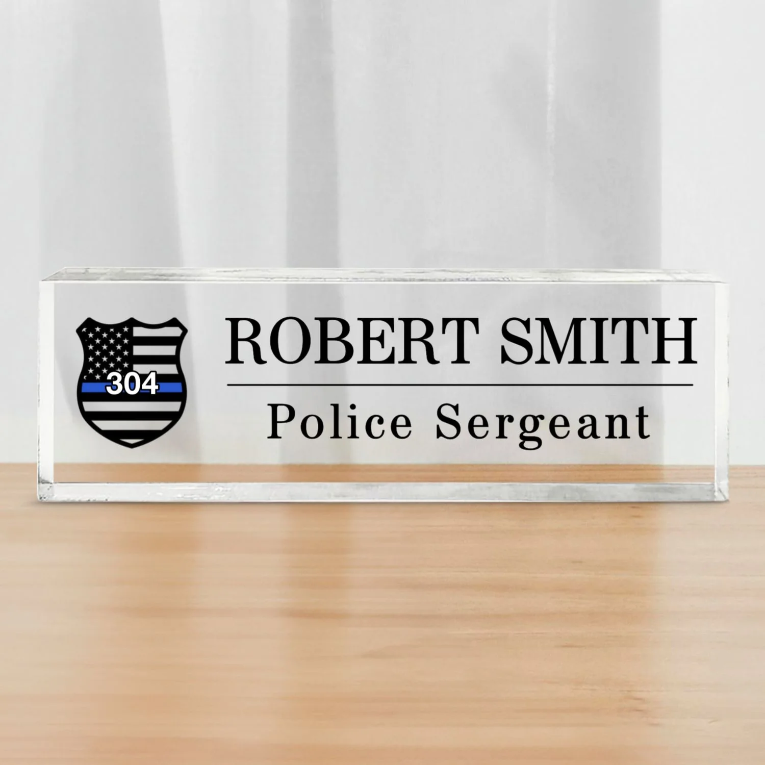 Police Thin Blue Line Personalized Personalized Acrylic Desk Name Plate, Office Decor, Appreciation Gift - Image 8