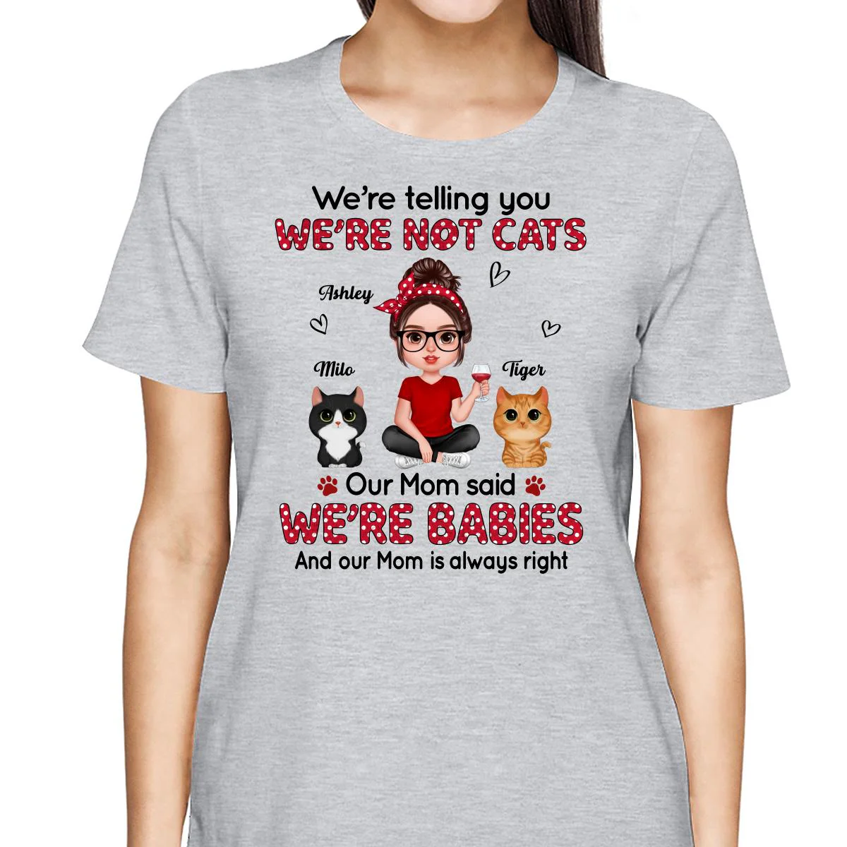 Polka Dot Baby Cats Cat Mom Personalized Shirt - Image 2