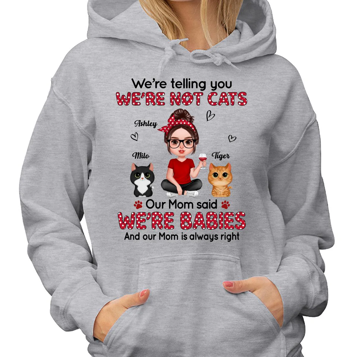Polka Dot Baby Cats Cat Mom Personalized Shirt - Image 4