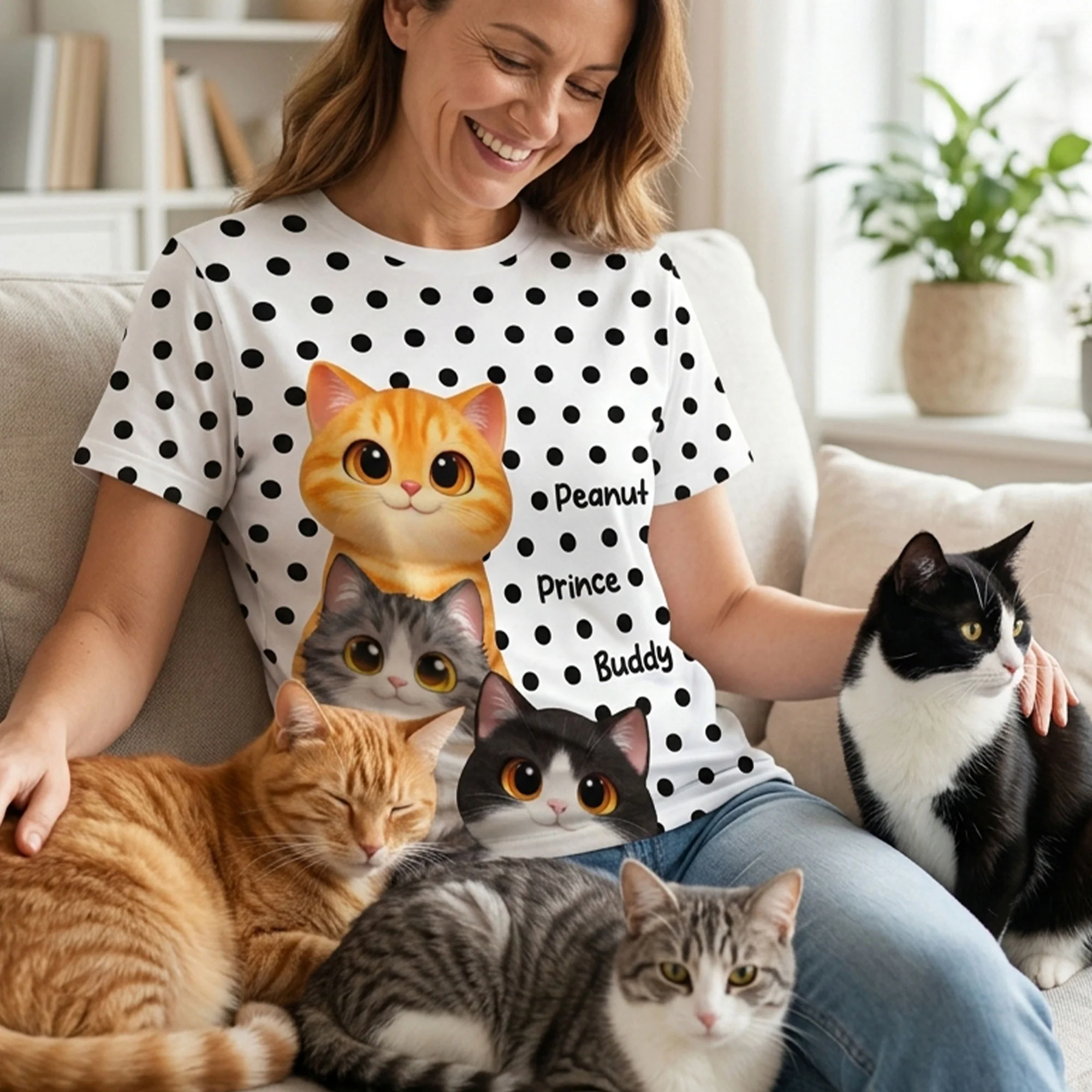 Trendy 2026 Style Polka Dot Cat Mom - Personalized Shirt - Trending Gift For Cat Mom - Image 6