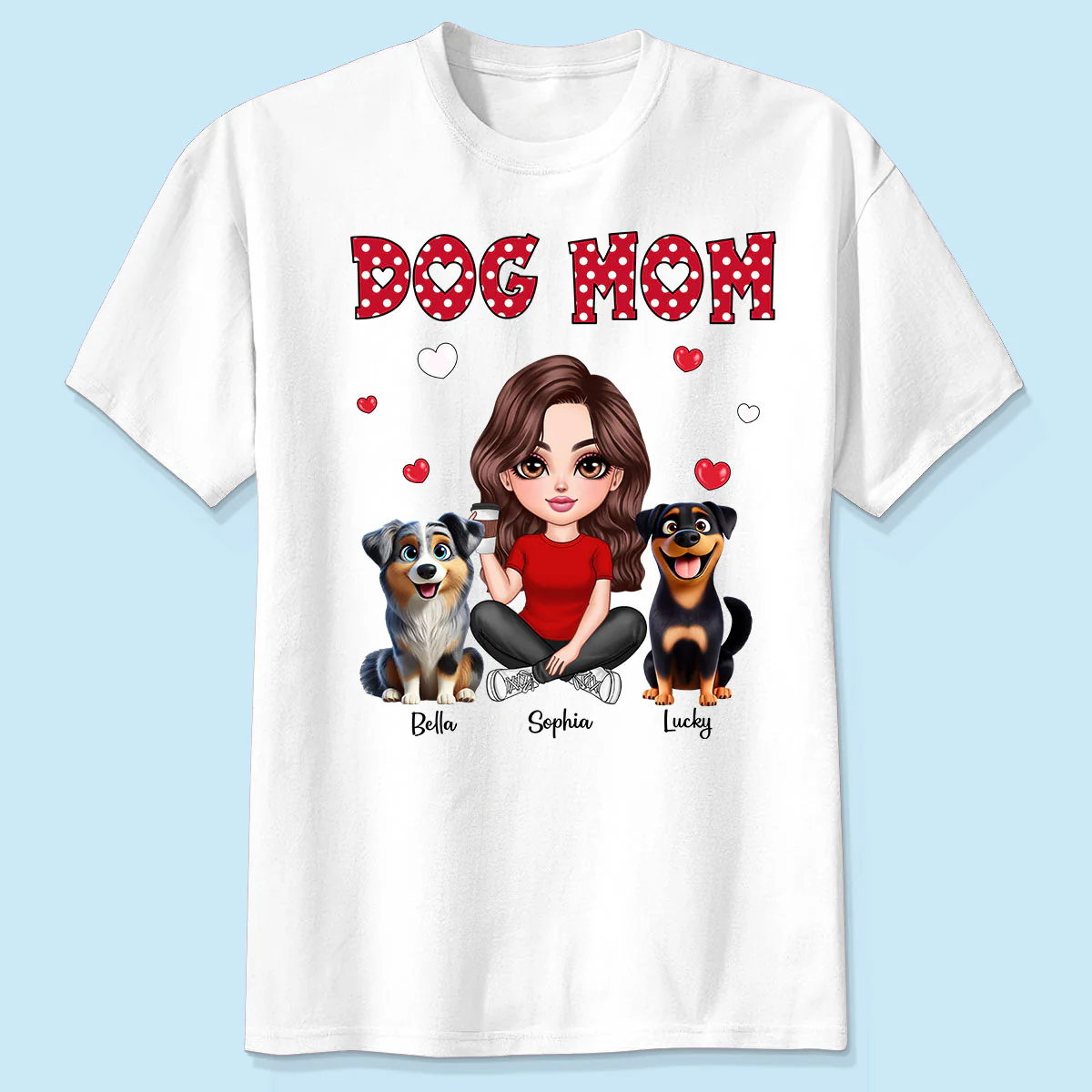 Polka Dot Cute 3D Dog Mom Personalized Shirt - Image 3