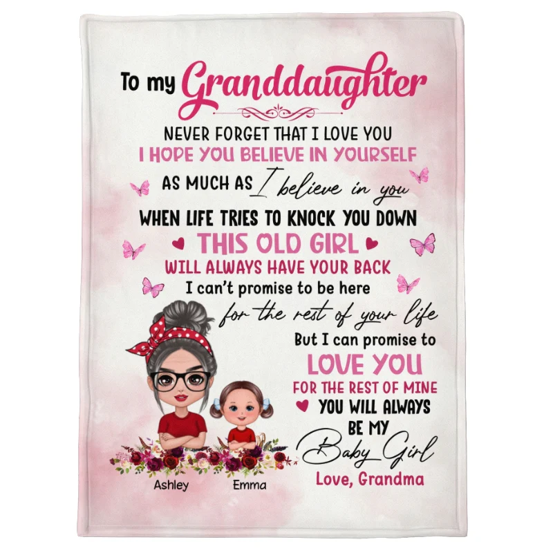 Polka Dot Grandma To My Granddaughter Grandson Personalized Fleece Blanket - Image 5
