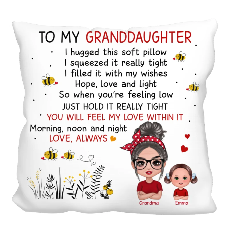 Polka Dot Grandma To My Granddaughter Grandson Personalized Pillow (Insert Included)