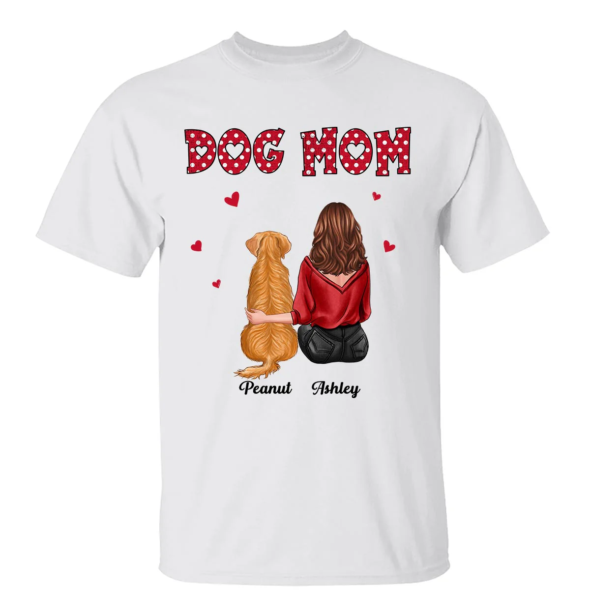 Polka Dot Pattern Back View Dog Mom Personalized Shirt