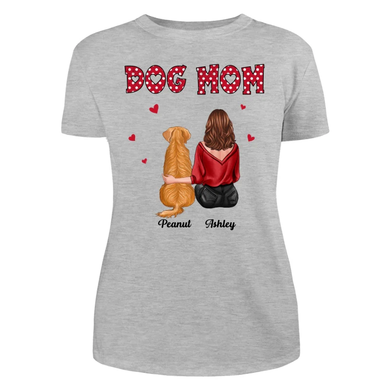 Polka Dot Pattern Back View Dog Mom Personalized Shirt - Image 10