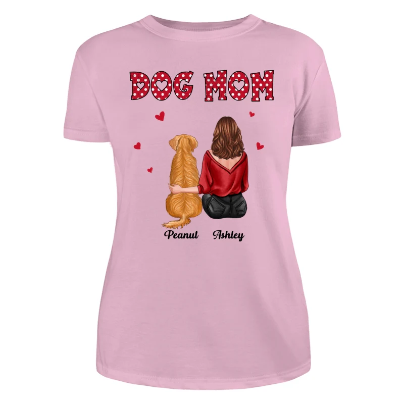 Polka Dot Pattern Back View Dog Mom Personalized Shirt - Image 11