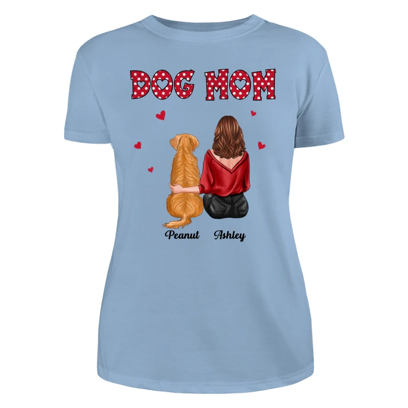 Polka Dot Pattern Back View Dog Mom Personalized Shirt - Image 12
