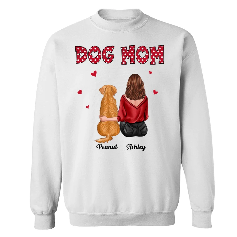 Polka Dot Pattern Back View Dog Mom Personalized Shirt - Image 17