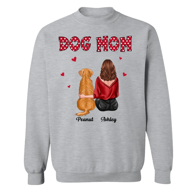 Polka Dot Pattern Back View Dog Mom Personalized Shirt - Image 18