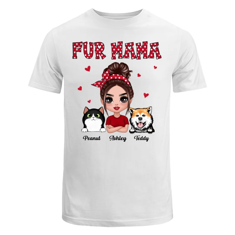 Polka Dot Pattern Dog Cat Mom Fur Mama Personalized Shirt - Image 5