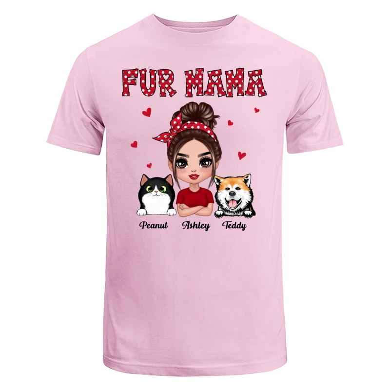 Polka Dot Pattern Dog Cat Mom Fur Mama Personalized Shirt - Image 7