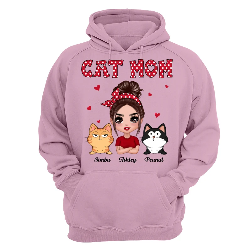 Polka Dot Pattern Doll Cat Mom Funny Cat Expressions Personalized Shirt - Image 15