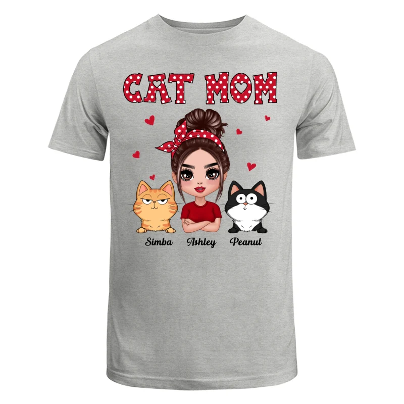 Polka Dot Pattern Doll Cat Mom Funny Cat Expressions Personalized Shirt - Image 6