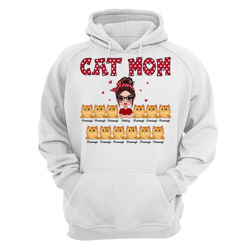 Polka Dot Pattern Doll Cat Mom Personalized Shirt - Image 10