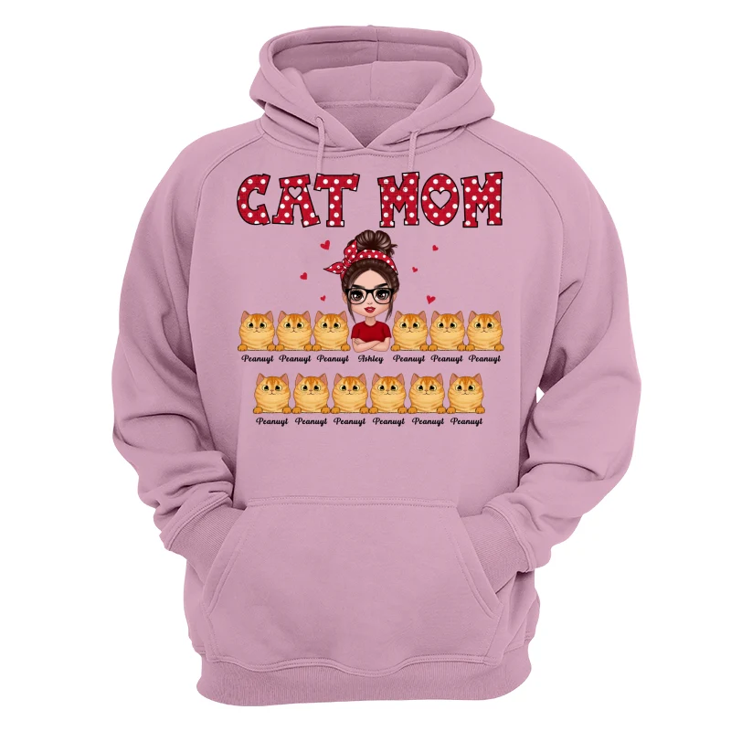 Polka Dot Pattern Doll Cat Mom Personalized Shirt - Image 11