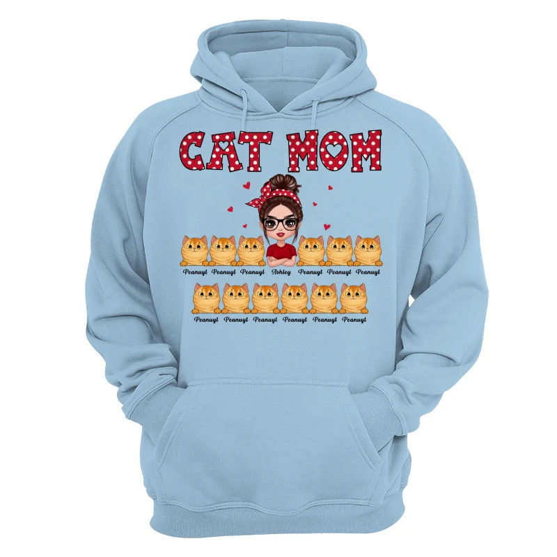 Polka Dot Pattern Doll Cat Mom Personalized Shirt - Image 12