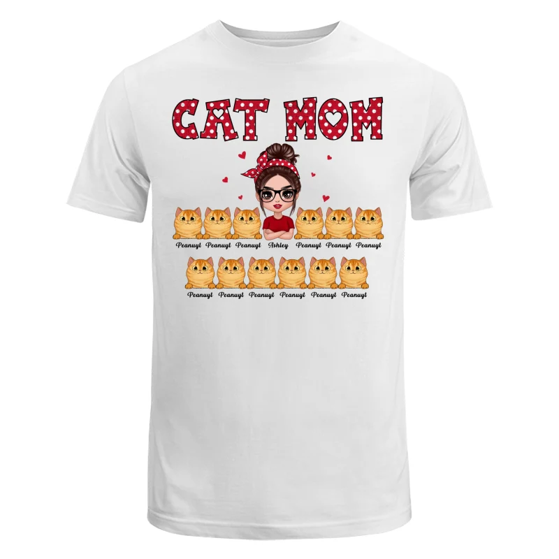 Polka Dot Pattern Doll Cat Mom Personalized Shirt - Image 2