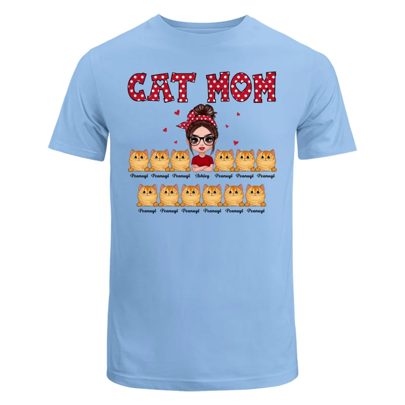 Polka Dot Pattern Doll Cat Mom Personalized Shirt - Image 4