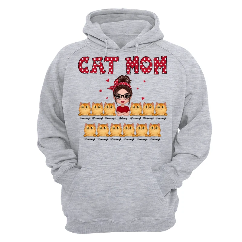 Polka Dot Pattern Doll Cat Mom Personalized Shirt - Image 9