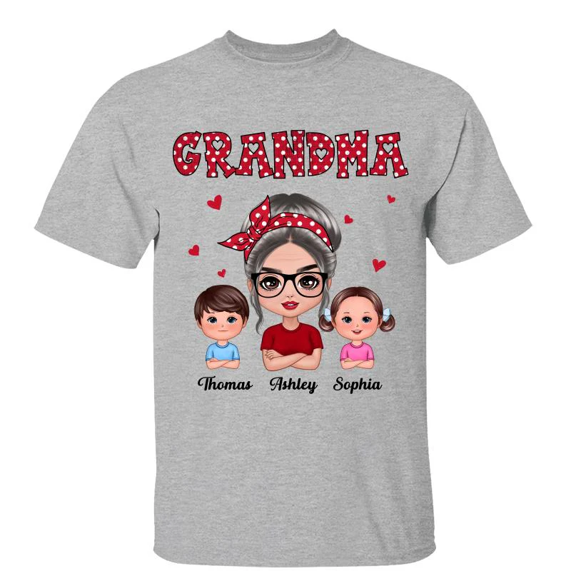 Polka Dot Pattern Grandma And Grandkids - Personalized Shirt