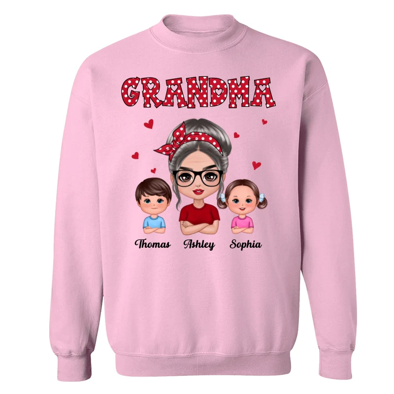 Polka Dot Pattern Grandma And Grandkids - Personalized Shirt - Image 15