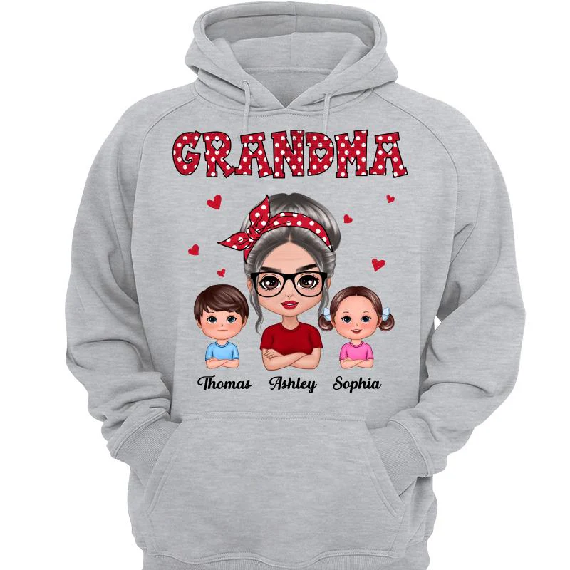 Polka Dot Pattern Grandma And Grandkids - Personalized Shirt - Image 3