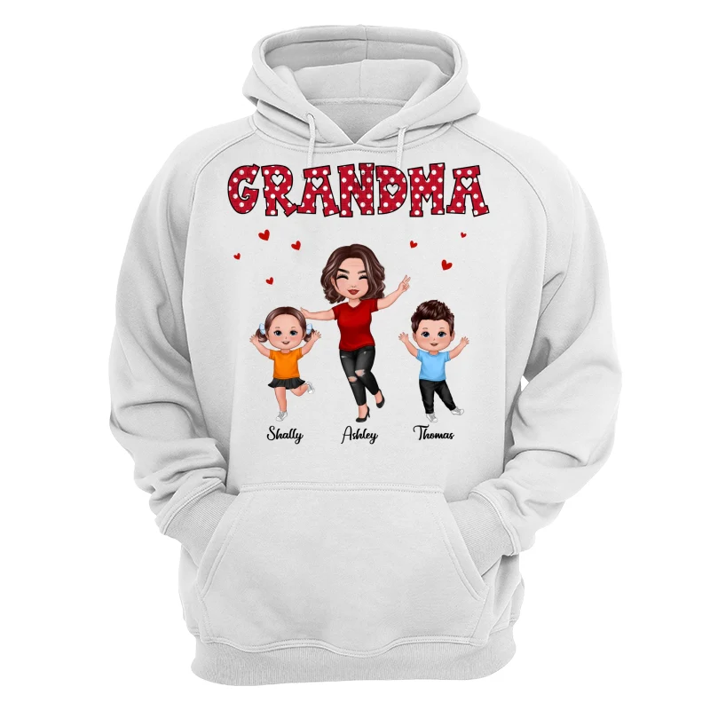 Polka Dot Pattern Happy Grandma And Grandkids Personalized Shirt - Image 13