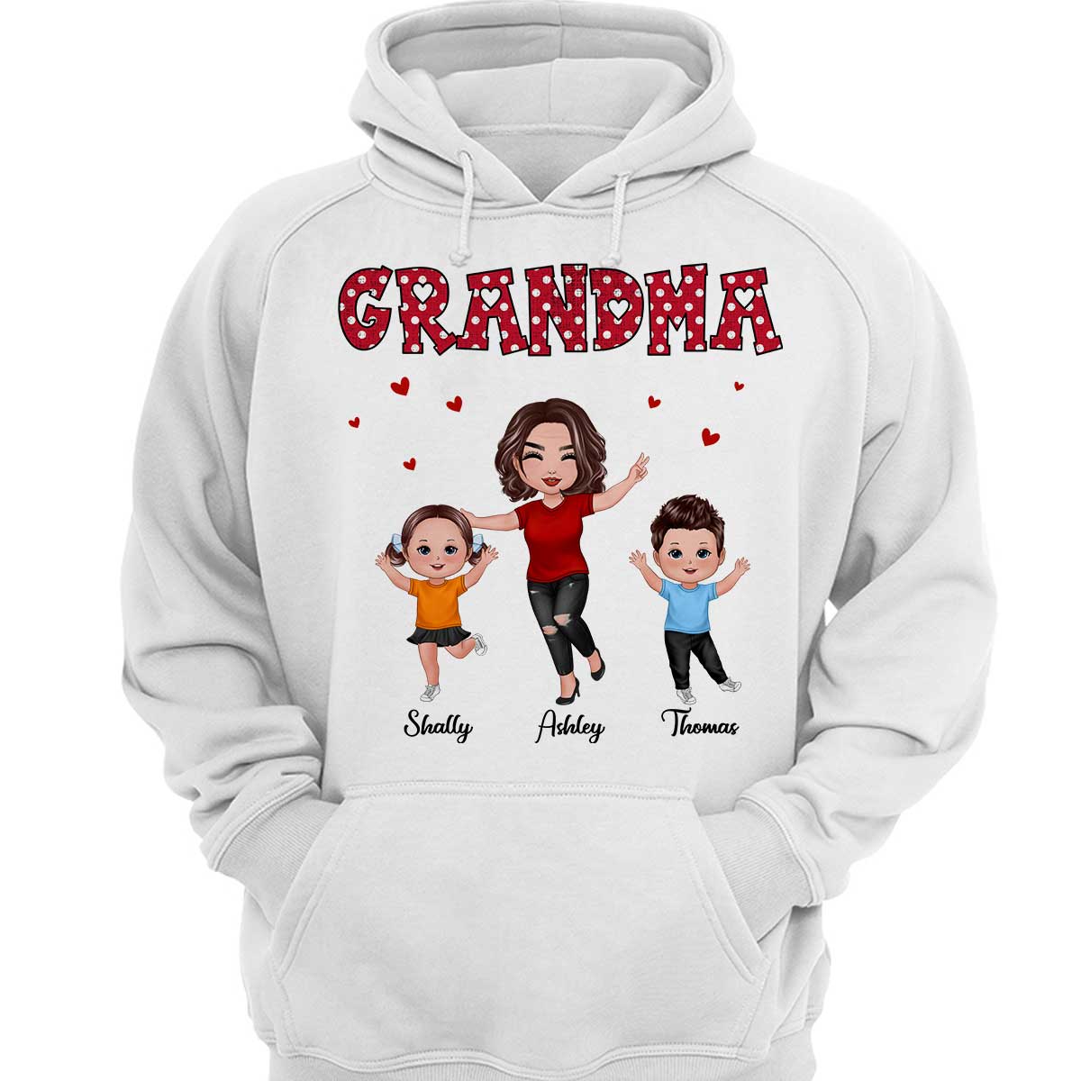 Polka Dot Pattern Happy Grandma And Grandkids Personalized Shirt - Image 3